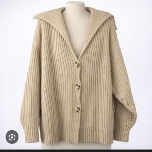 Free People Oversized Cozy Beige Knit Cardigan Sweater